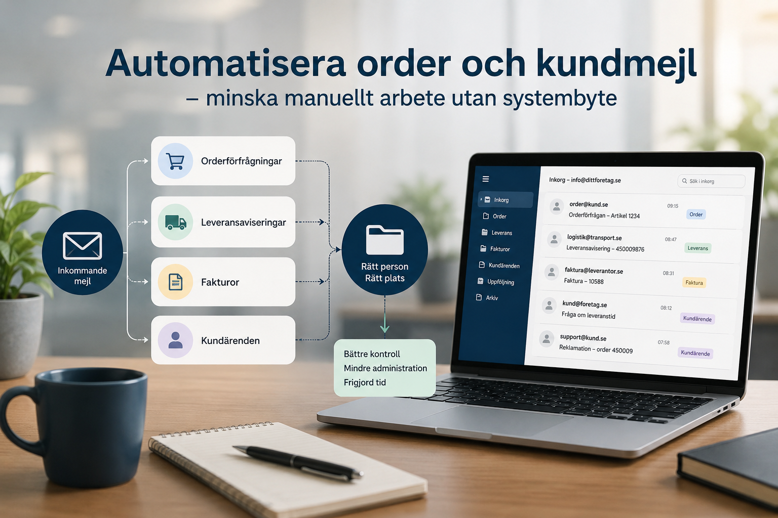 Automatisera order och kundmejl i tillverkningsföretag för att minska manuellt arbete och skapa bättre kontroll över informationsflödet